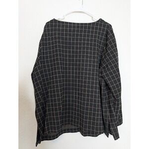 J. Jill Ponte Top Shirt Blouse Womens Size 3X Black Window Pane‎ Button Stretch